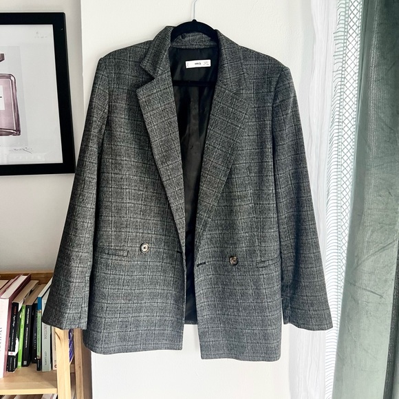 Mango Jackets & Blazers - MNG by Mango Dark Gray Plaid Blazer